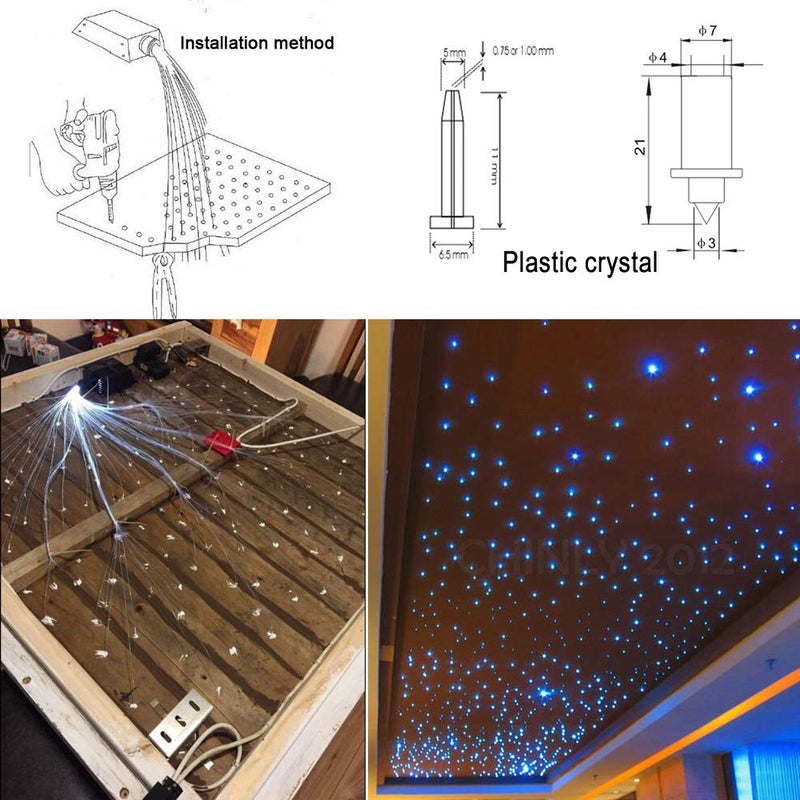 AZIMOM PMMA Plastic 100pcs 0.03in9.8ft End Glow Fiber Optic Cable Strands Roll for Star Sky Ceiling All Kind LED Light Engine Driver - Image 5